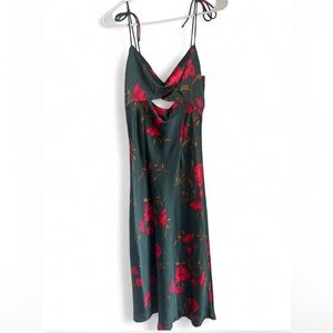 Hello Molly Backless Green and Red Floral Dress / Fool me once midi dress!